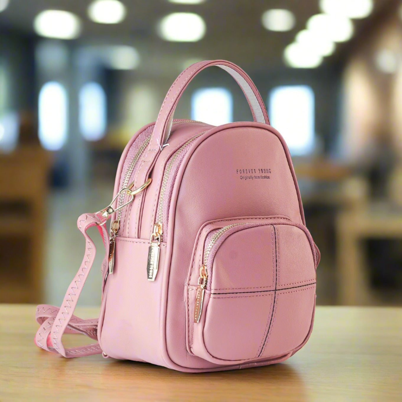 Forever Young Fashion PU Leather Women Cross Mini Backpack | Cute Travel Sling Bag Cum Backpack