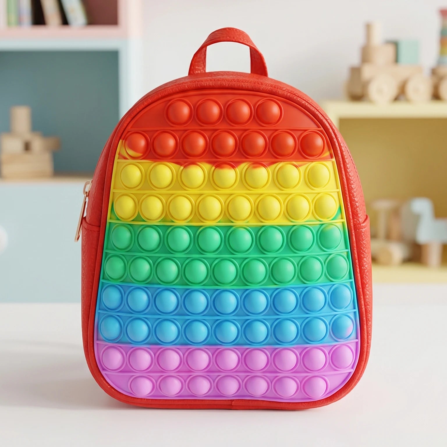 Cute Pop It Casual Backpack For Girls | Multicolour Fidget Toy Shoulder Bag