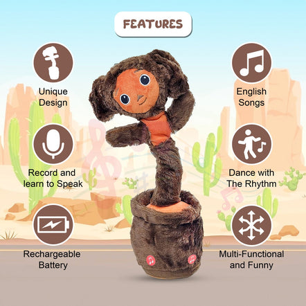 Rechargeable Funny Dancing and Talk Back Monkey Toy with Music | Cute Kids Plush Toy