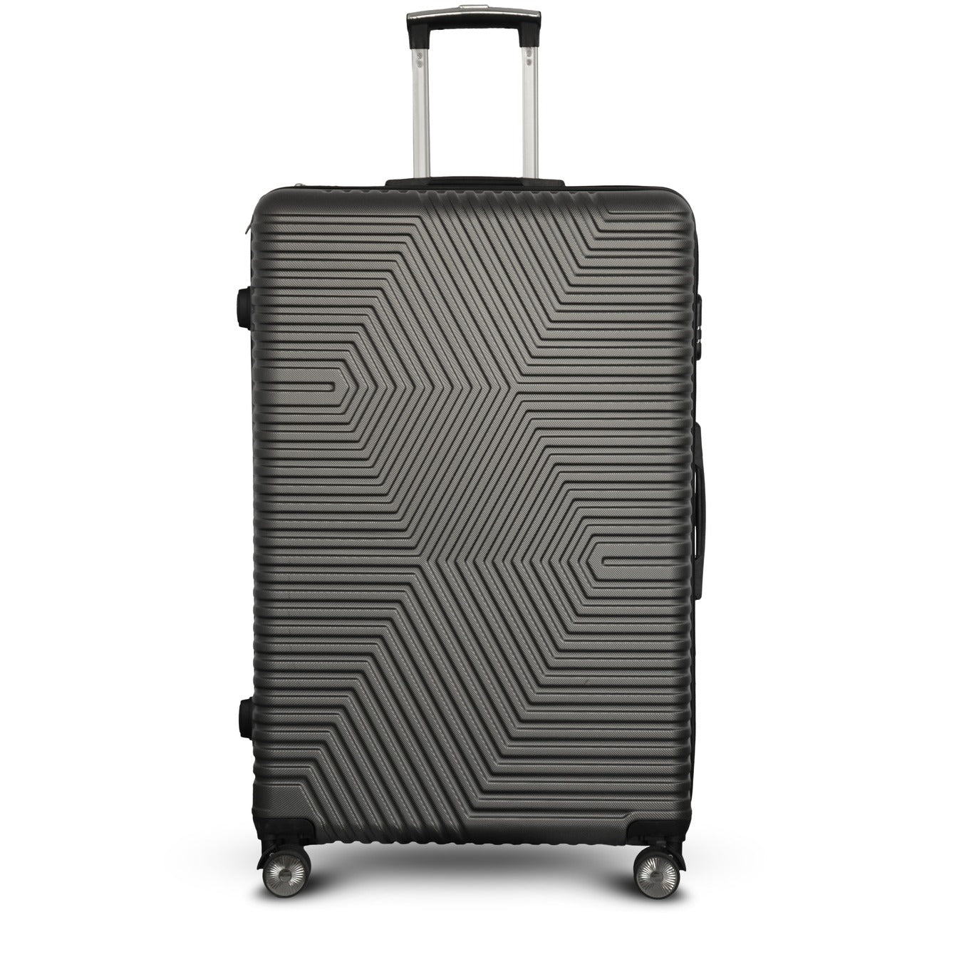 Dark Grey Colour Zig Zag ABS Lightweight Luggage Bag With Double Spinner Wheel Zaappy