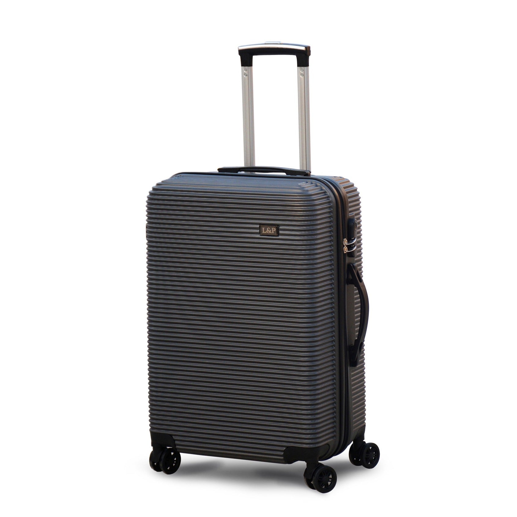 24" Dark Grey Colour JIAN ABS Line Luggage Lightweight Hard Case Trolley Bag With Spinner Wheel Zaappy.com