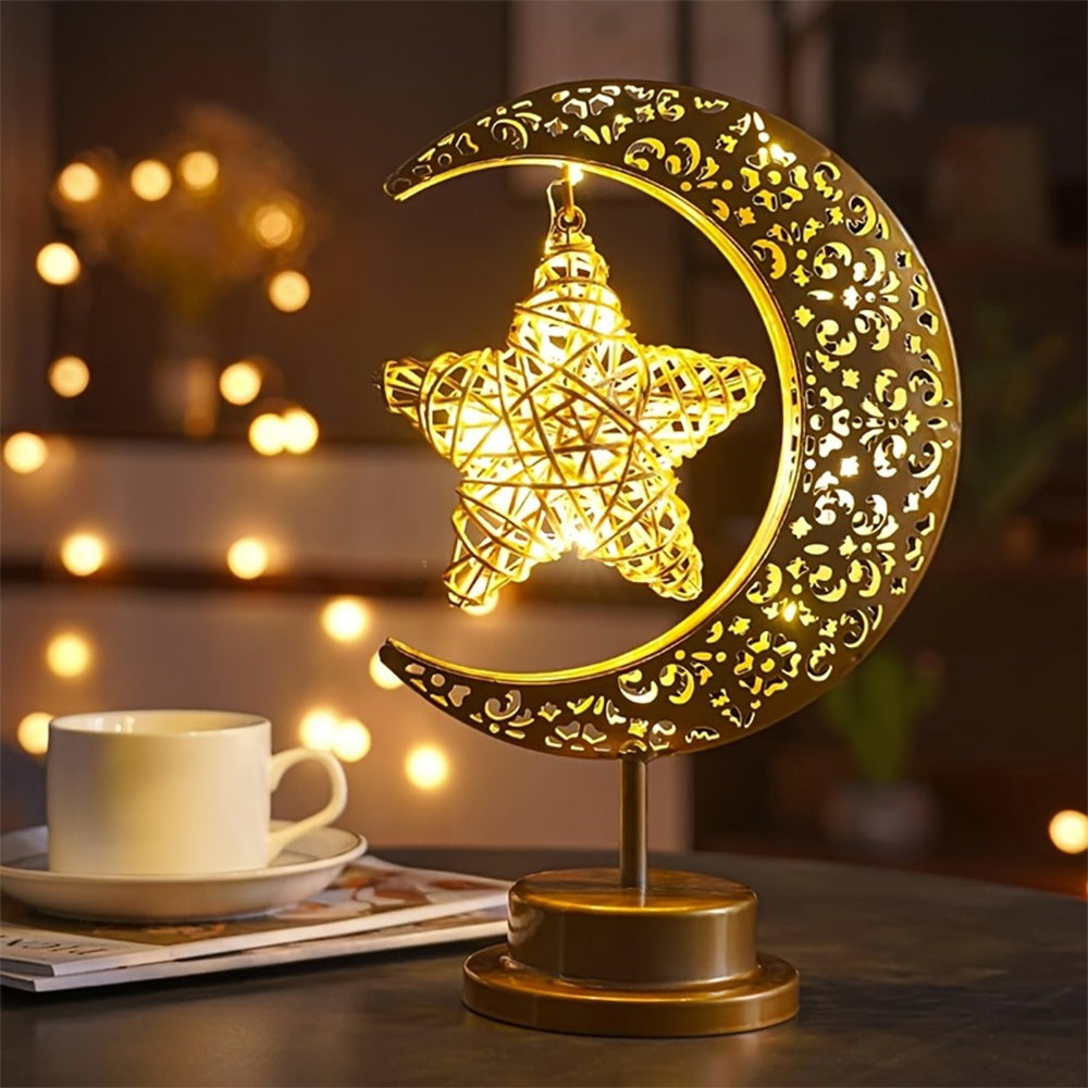 Decorative Ramadan Warm Star Glow Light | Portable Table Lamp | Battery Powered Home Decor
