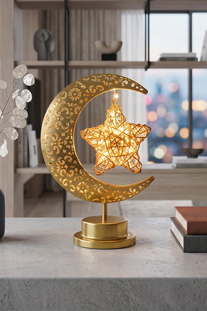Decorative Ramadan Warm Star Glow Light | Portable Table Lamp | Battery Powered Home Decor