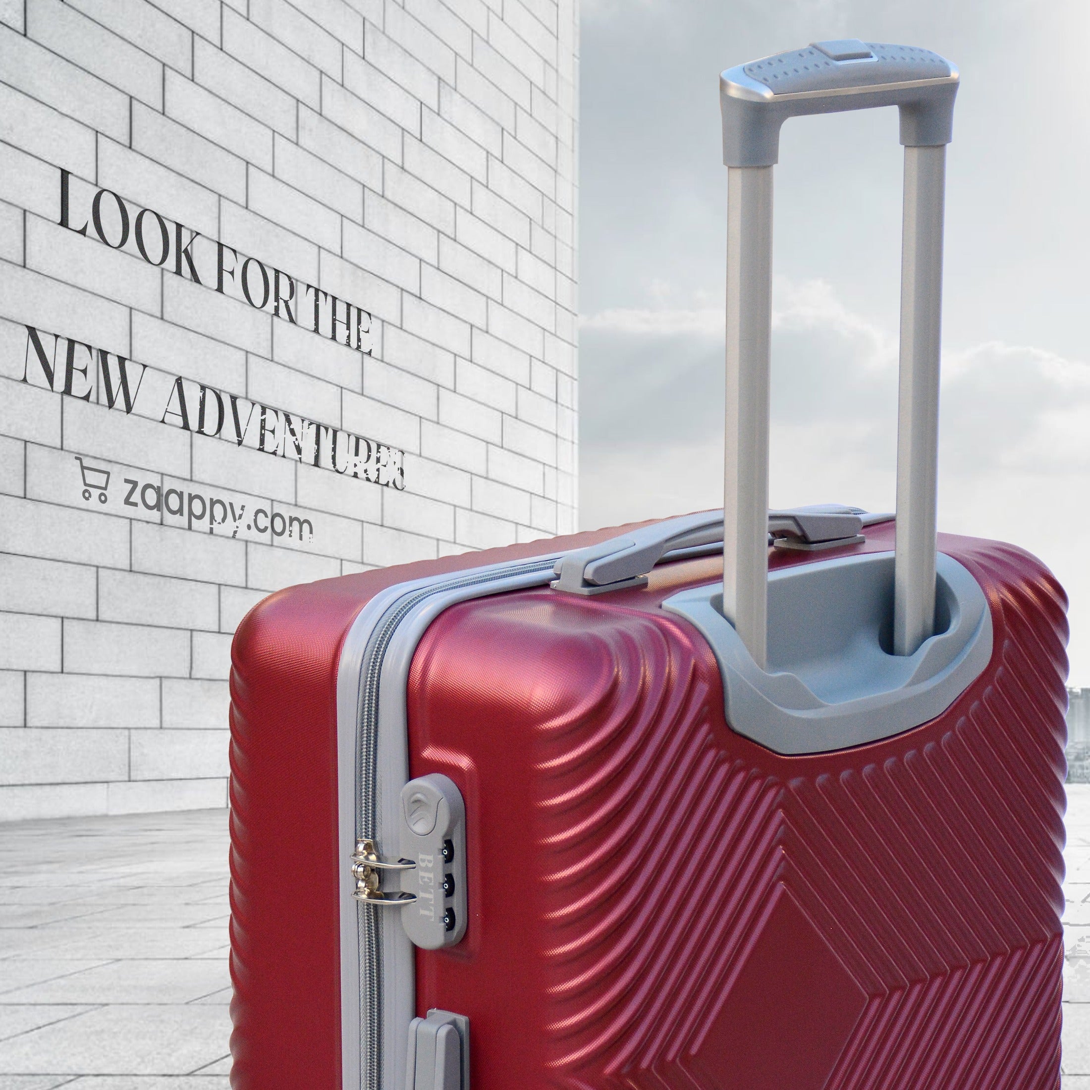 3 Pcs Full Set Red Colour SI ABS Lightweight Hard Case Luggage 20" 24" 28 Inch
