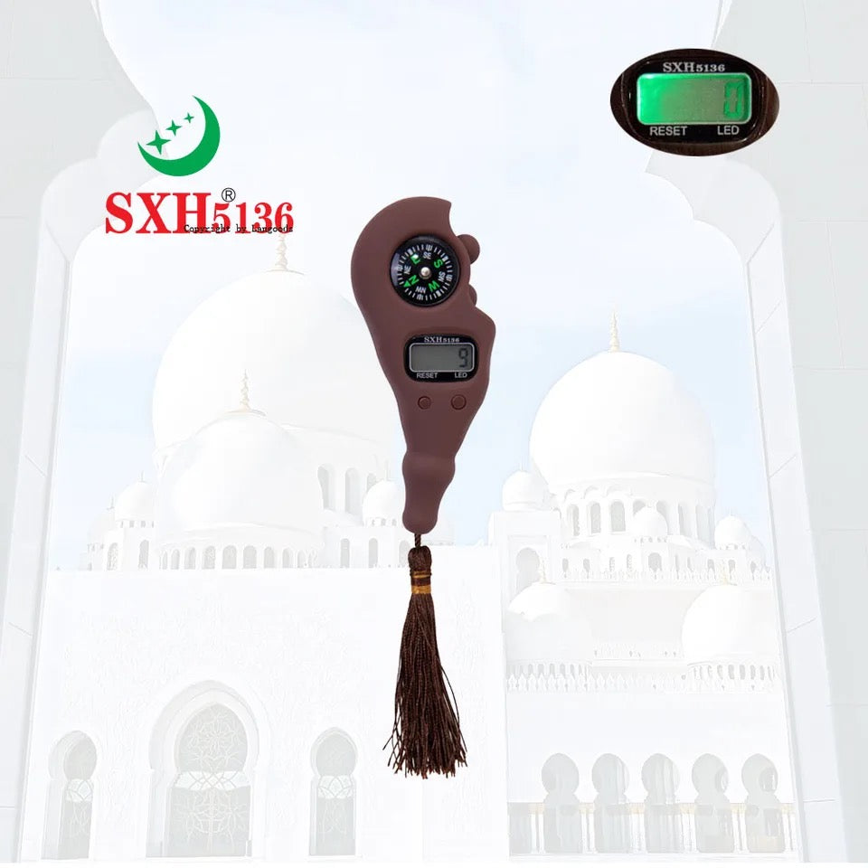 LED Digital Tasbih Hand Tally Counter With Compass | Digital Finger Rotating Prayer Beads Zaappy