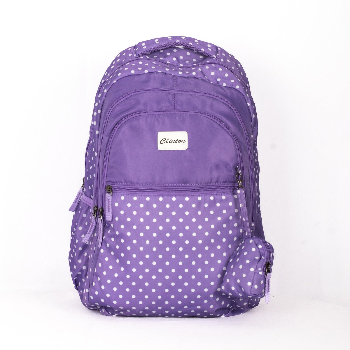Espiral Polka Dotted Multi Zipper Backpack Bag with Pouch Zaappy