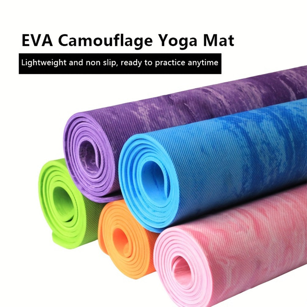 Eco-Friendly Camouflage Yoga Mat | Non-Slippery Exercise Mat for Home, Gym & Travel | Lightweight & Durable | 24x68cm