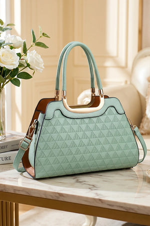 Elegant Classic Party Tri Design Hand Bag For Women | Top Handle Satchel Ladies Fashion Tote Shoulder Bag