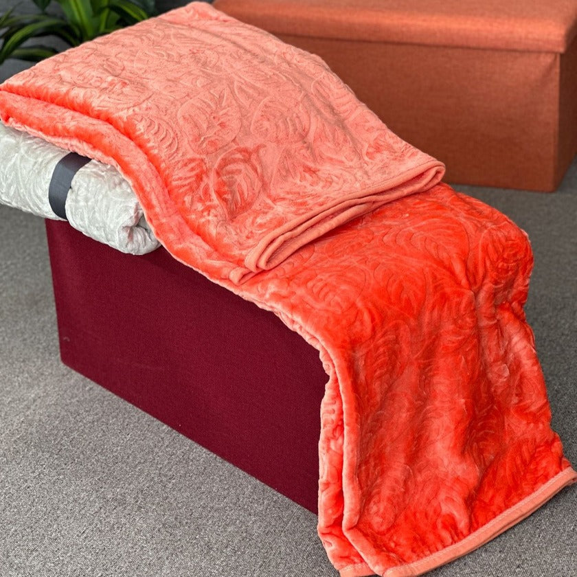 Buy Embossed Double Flannel Blanket Flower Design Zaappy