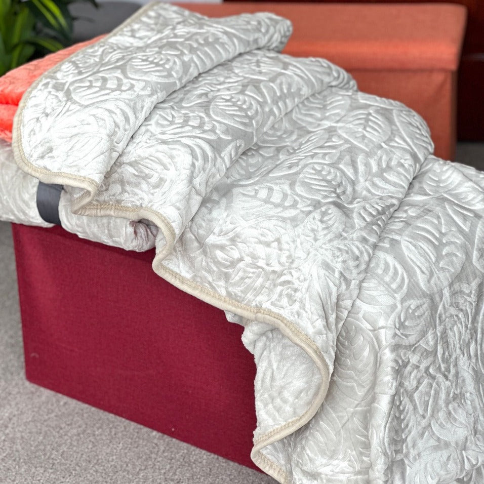 Embossed Flannel Blanket | Flower Design Zaappy