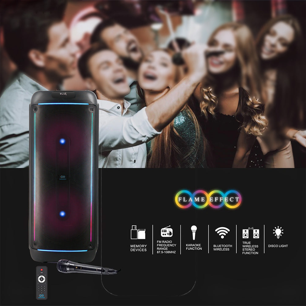 Engage High-Power Party Speakers EPS-1022, EPS-1222, EPS-1522 | 60W, 80W, 100W, 120W Audio Systems | Bluetooth, LED Lights, Wireless Mic & FM Radio