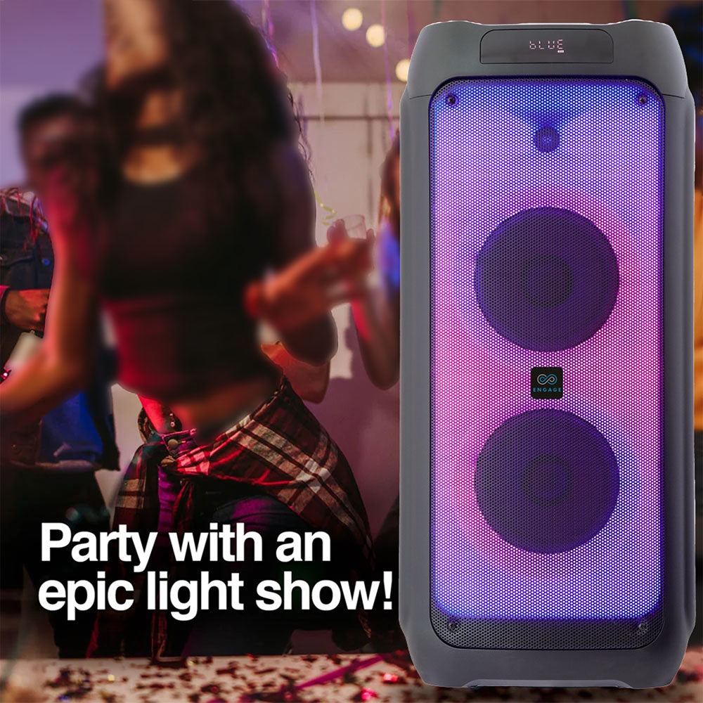 Engage High-Power Party Speakers EPS-1022, EPS-1222, EPS-1522 | 60W, 80W, 100W, 120W Audio Systems | Bluetooth, LED Lights, Wireless Mic & FM Radio