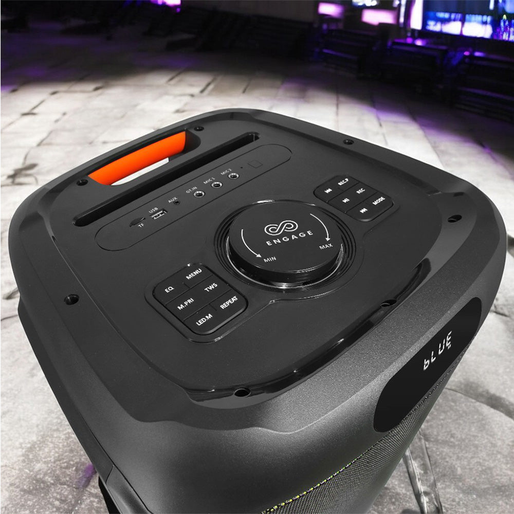 Engage High-Power Party Speakers EPS-1022, EPS-1222, EPS-1522 | 60W, 80W, 100W, 120W Audio Systems | Bluetooth, LED Lights, Wireless Mic & FM Radio