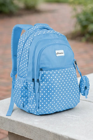 Espiral Polka Dotted Multi Zipper Backpack Bag with Pouch