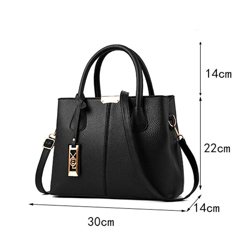 Stylish Large Capacity Women PU Leather F Plane Tote Shoulder Bag With Pendant