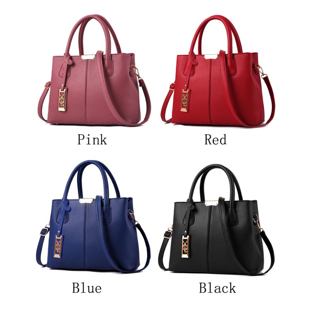 Stylish Large Capacity Women PU Leather F Plane Tote Shoulder Bag With Pendant Zaappy