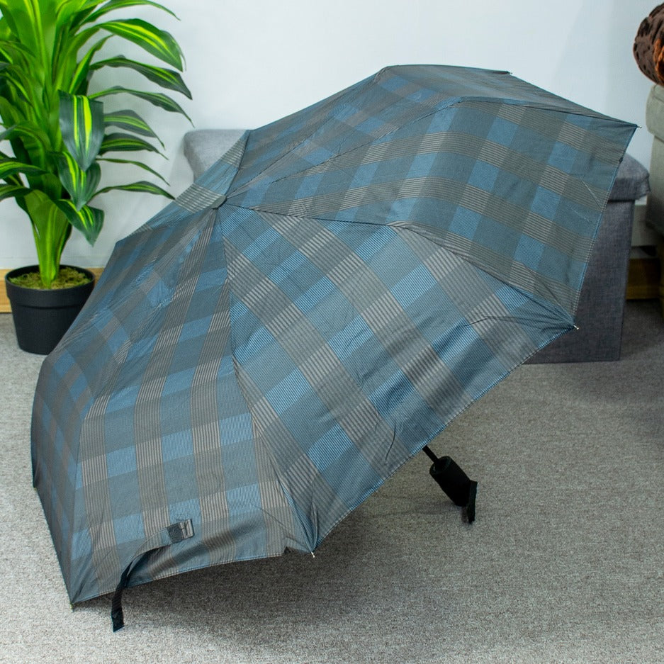 Lightweight 3 Fold Fancy Print Umbrella | Check Design