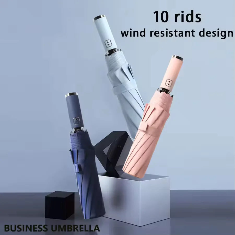 Fashion 3-Fold Automatic Open Close Windproof Umbrella | UV Protection Rain & Sun Travel Parasol
