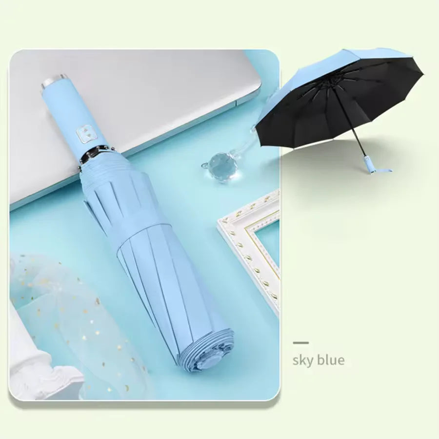 Fashion 3-Fold Automatic Open Close Windproof Umbrella | UV Protection Rain & Sun Travel Parasol
