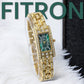 Close-up of a trendy Fitron multicolor dial watch collection for women, featuring a pink dial on a silver band, a green dial on a gold band, and a white dial with a two-tone band - perfect for adding a pop of color and personality to any outfit.