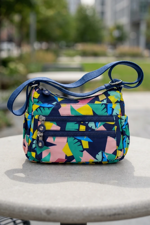 Floral Print LS Cross Body Shoulder Bag | Multi Zipper Pocket Casual Sling Bag