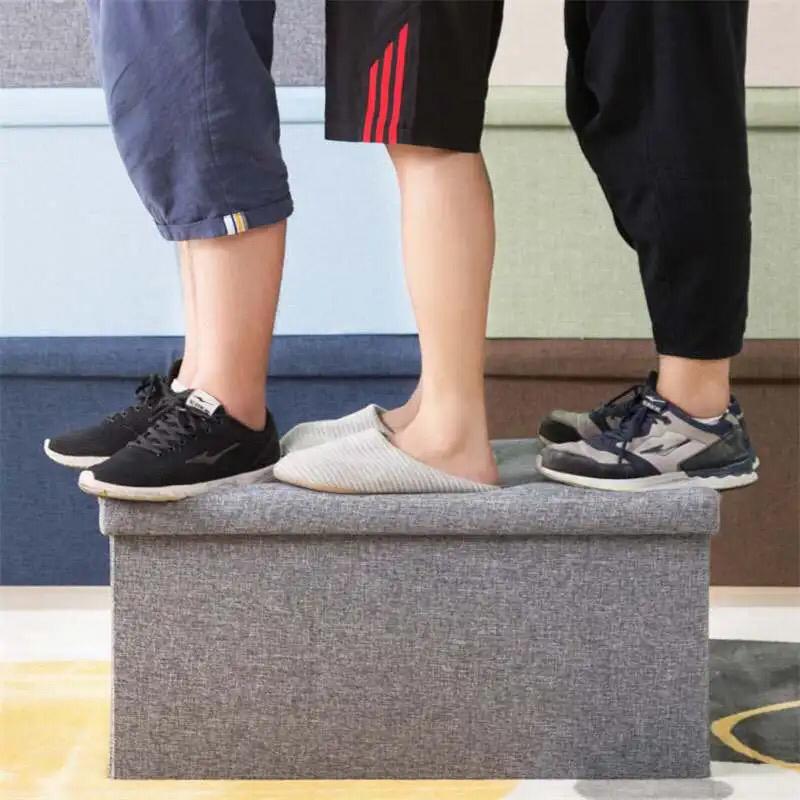 Box Footrest Buy Linen Fabric Folding Organizer Storage Box | Ottoman Storage ...