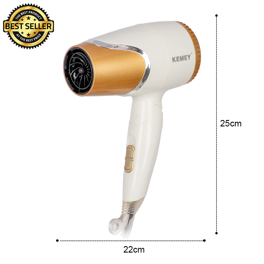 KEMEY KM-6832 Electric Foldable Travel Hair Dryer with 2 Speed Control