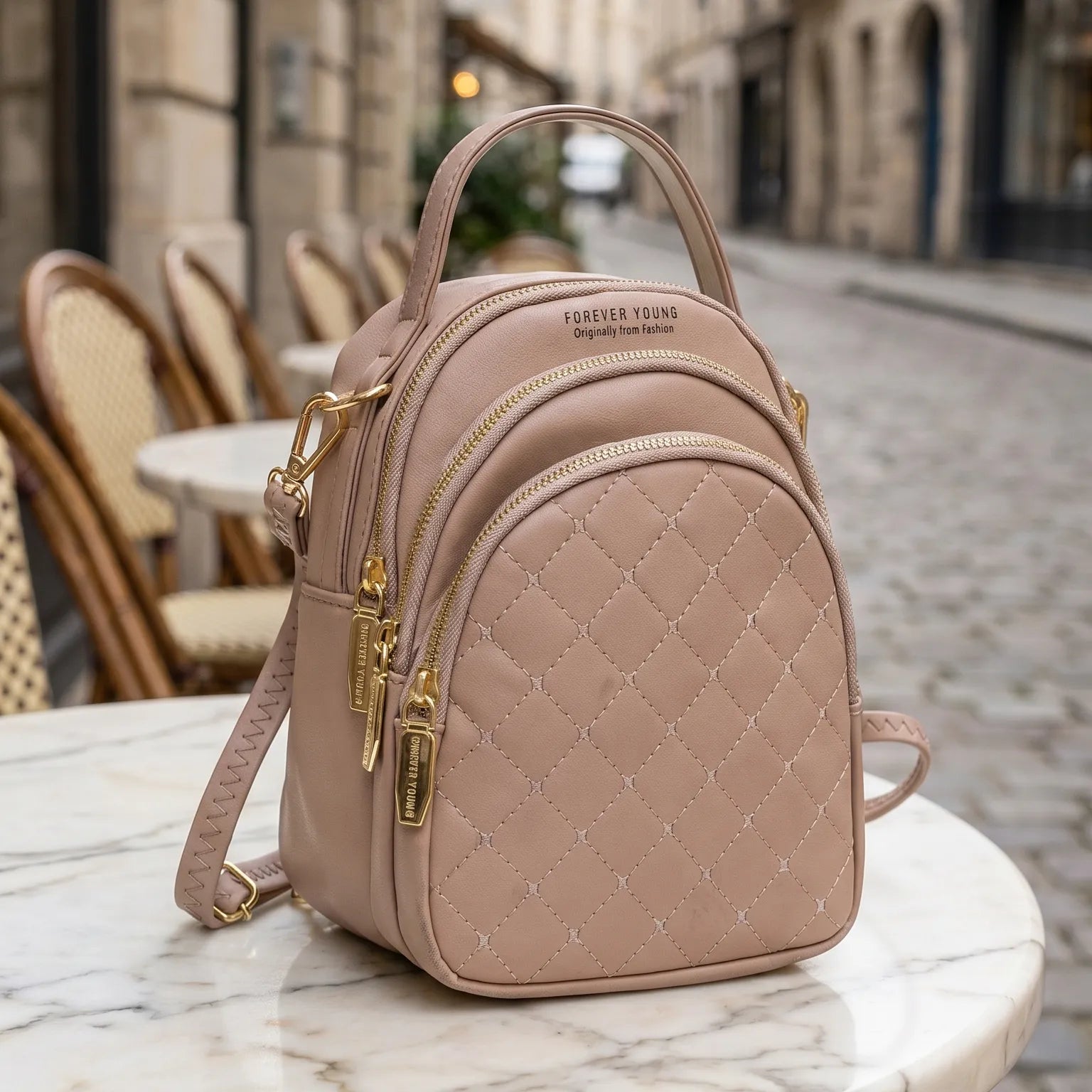 Buy Forever Young Women 3 Zipper S Line Mini Backpack –