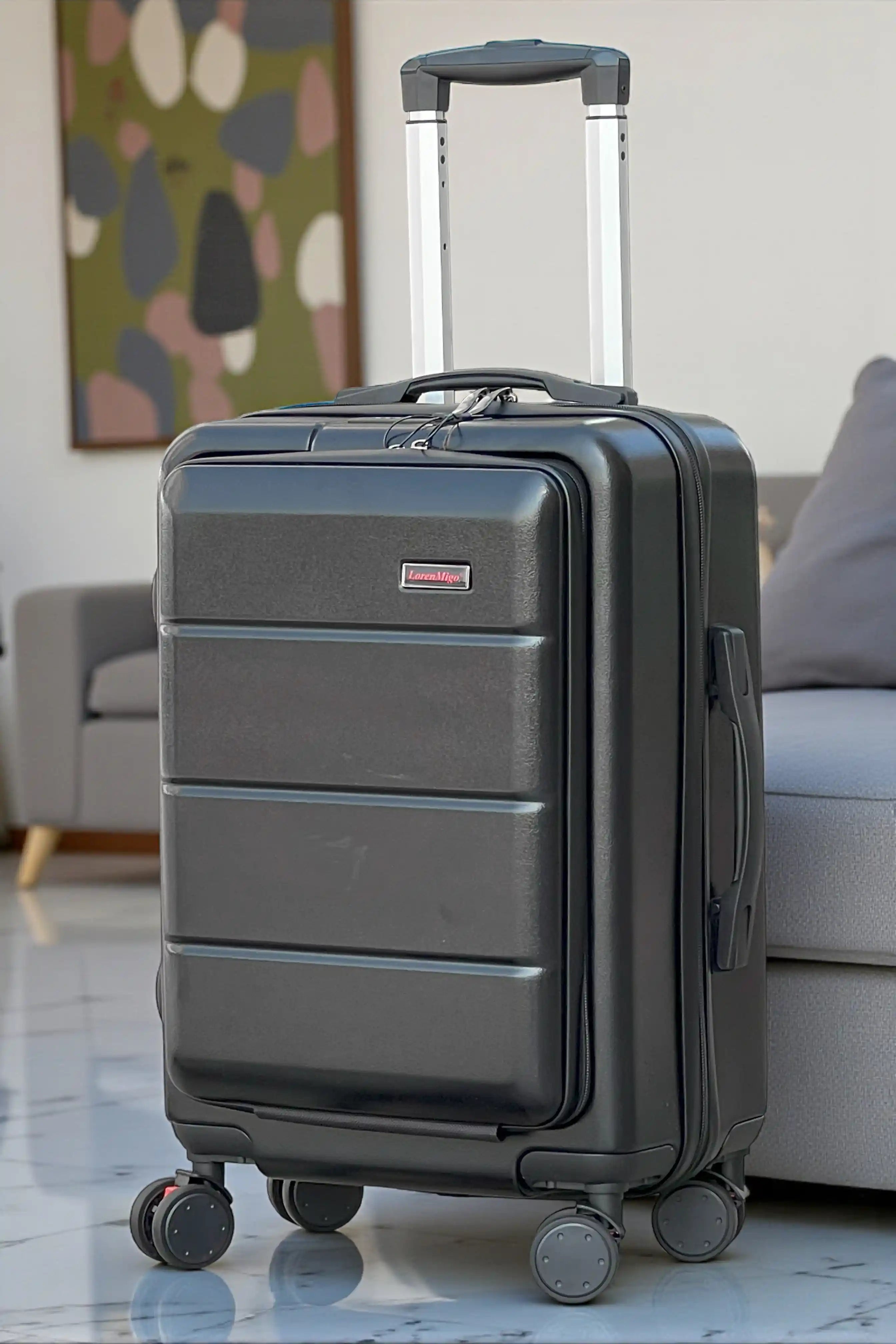 Front Opening ABS Business Airline Cabin Size Suitcase with Removable Spinner Wheels