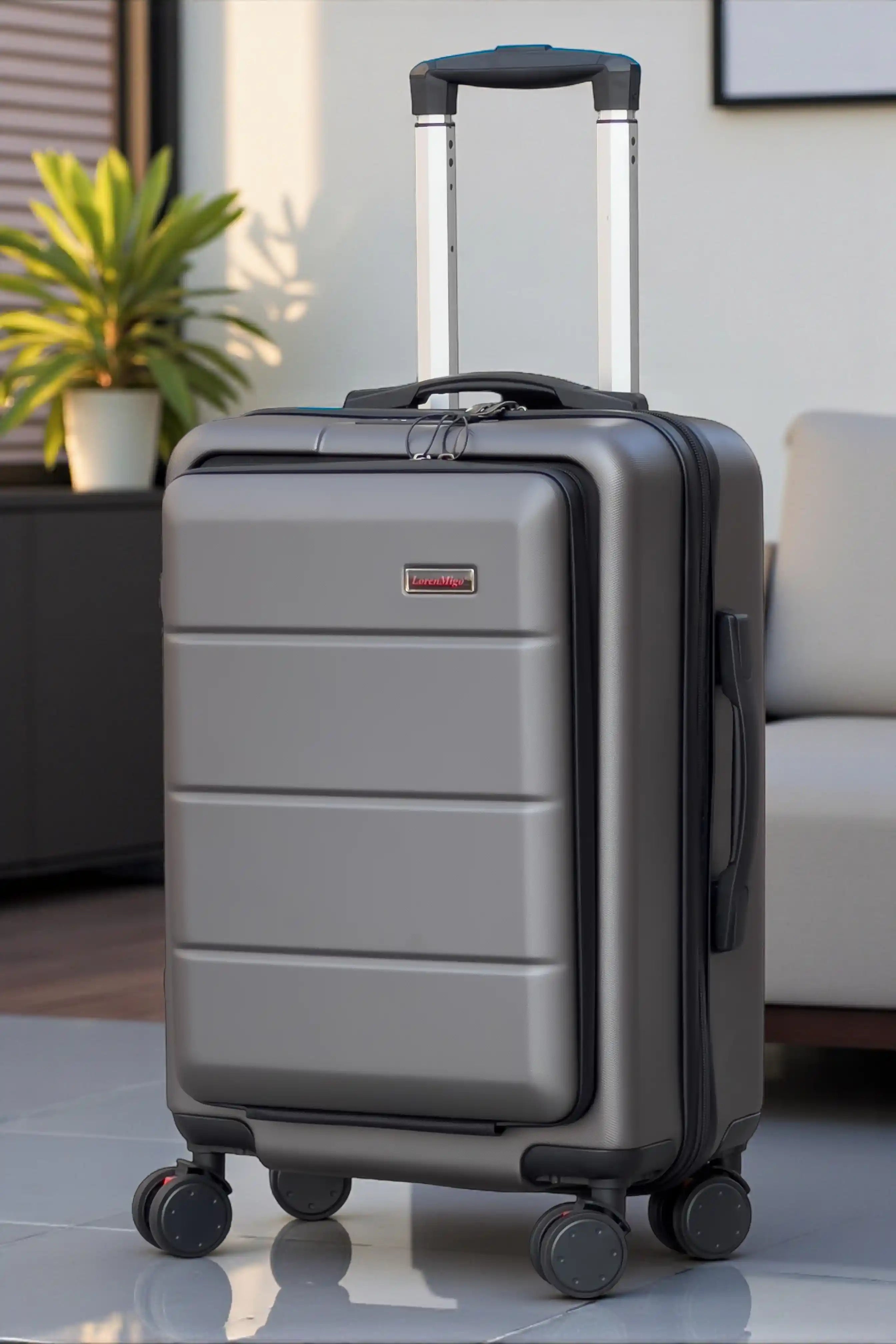 Front Opening ABS Business Airline Cabin Size Suitcase with Removable Spinner Wheels
