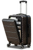 Front Opening Hard Shell Carry On Luggage, Laptop Compartment with Secured TSA Locks, Checkered Pattern