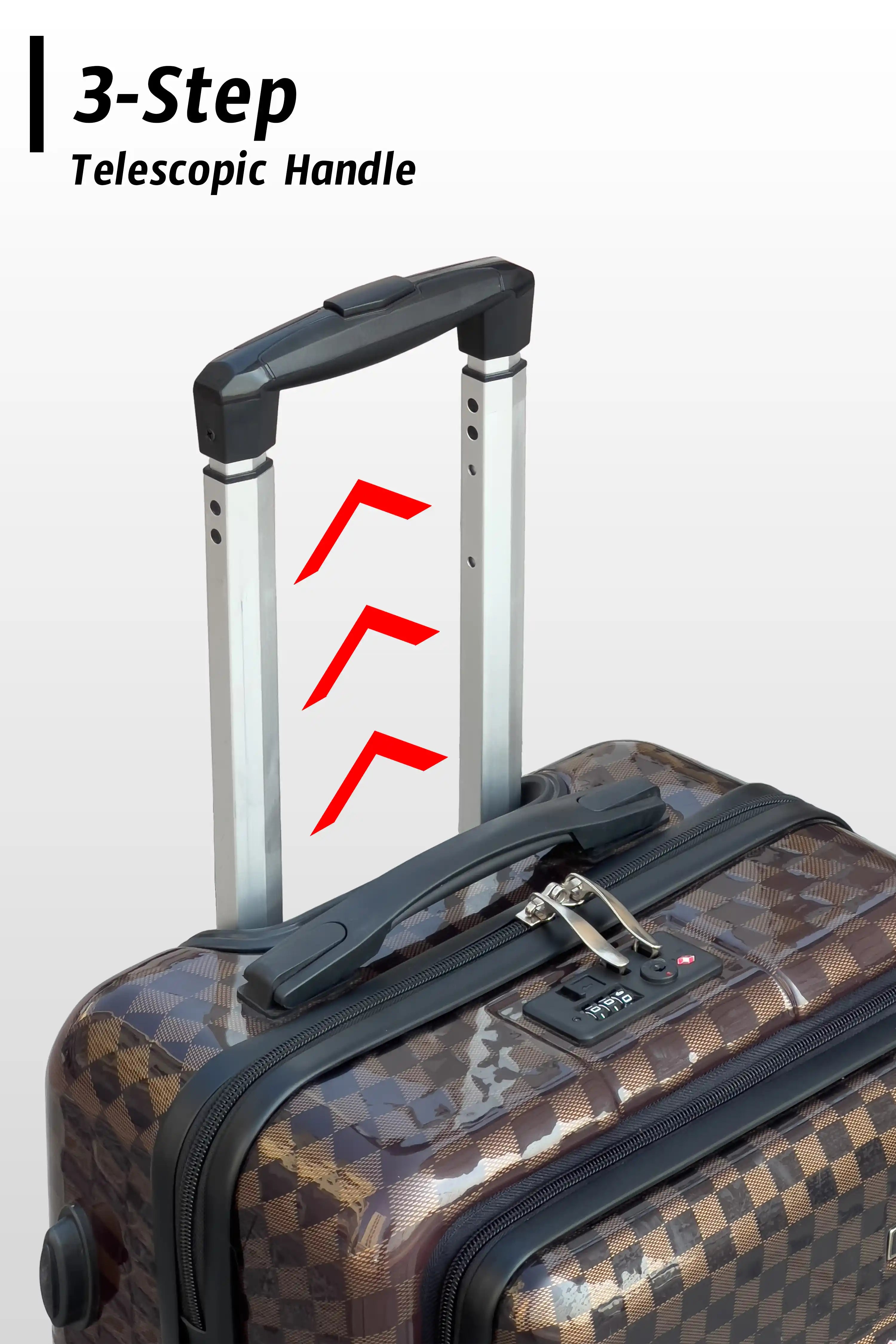 Front Opening Hard Shell Carry On Luggage, Laptop Compartment with Secured TSA Locks, Checkered Pattern