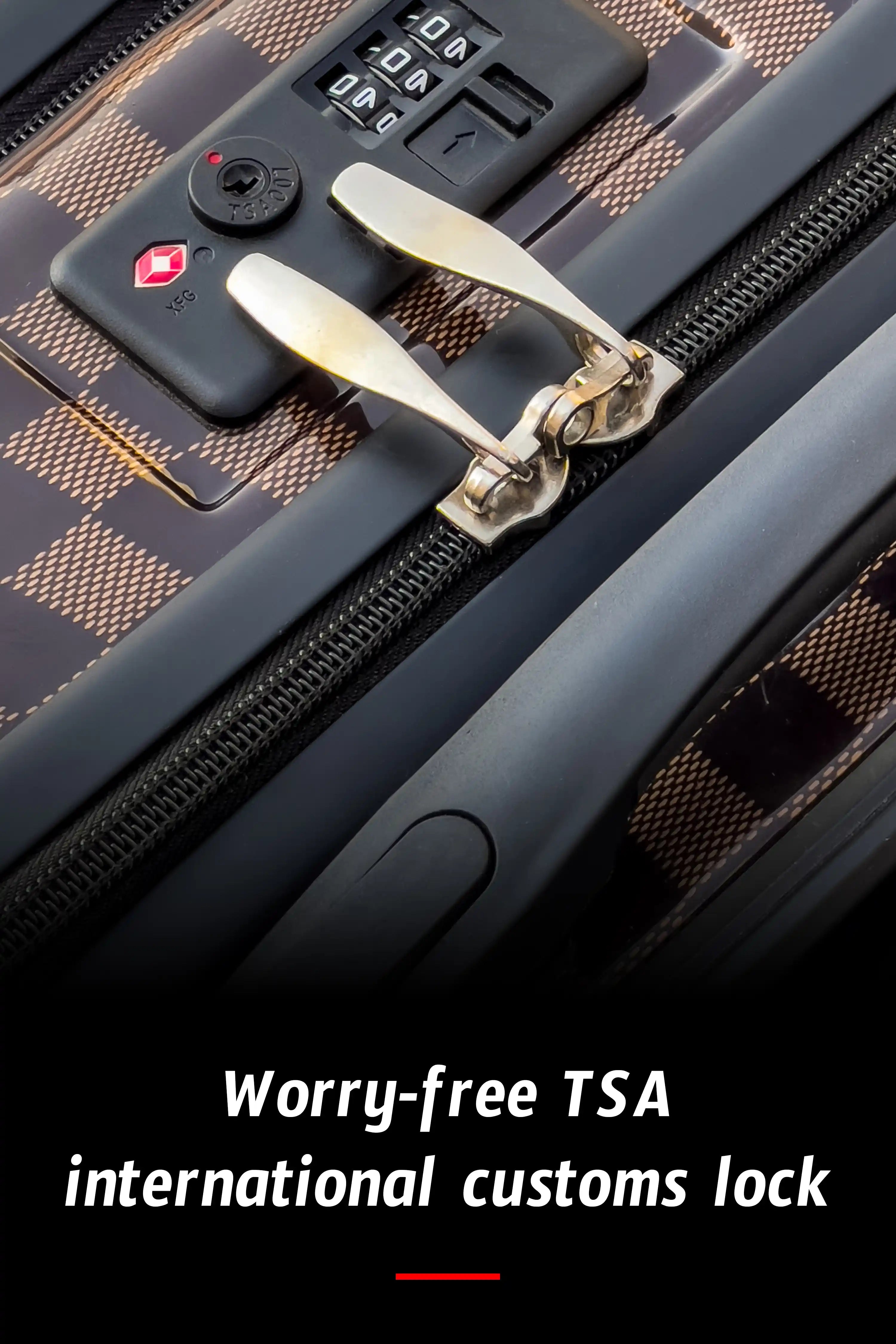 Front Opening Hard Shell Carry On Luggage, Laptop Compartment with Secured TSA Locks, Checkered Pattern