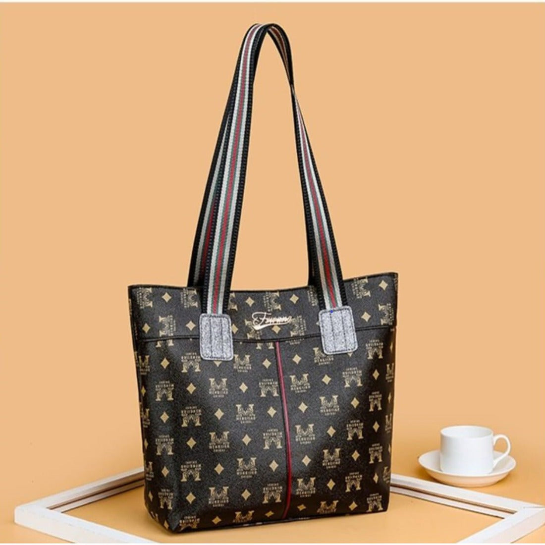 Stylish Printed Black Colour GC Strap Bag For Women | Large Leather Hand Bag Zaappy.com