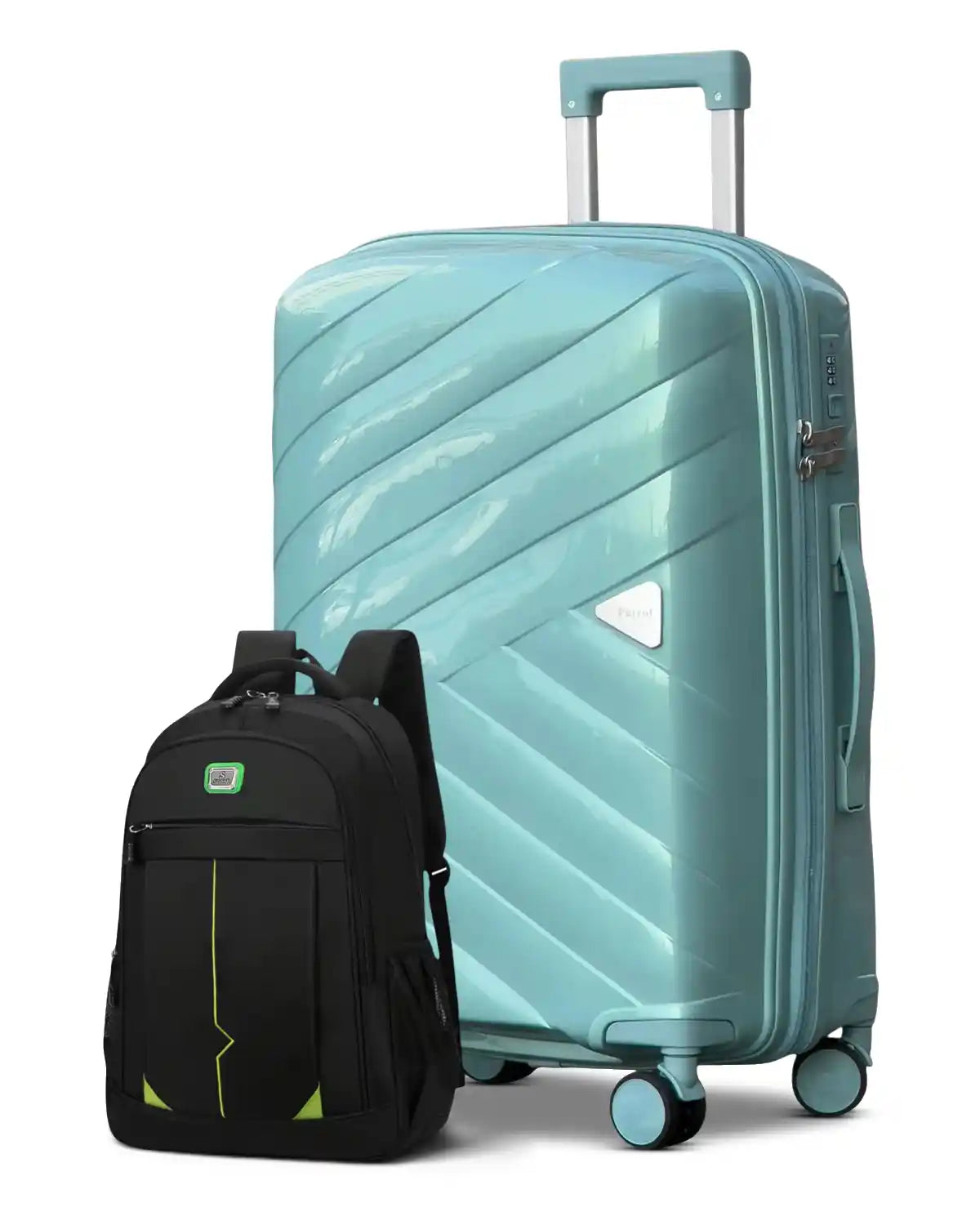 Medium Size 24 Inch Luggage Bag Unbreakable AquaLite Glossy PP | Backpack Combo