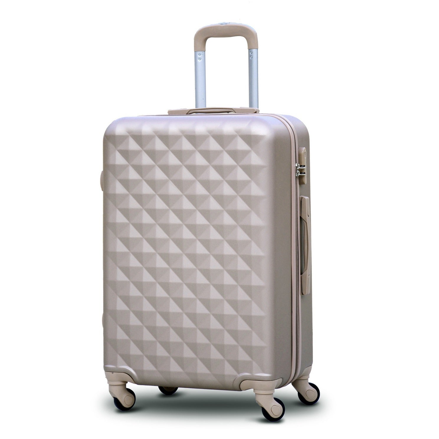 20" Diamond Cut ABS Lightweight Carry On Luggage Bag With Spinner Wheel