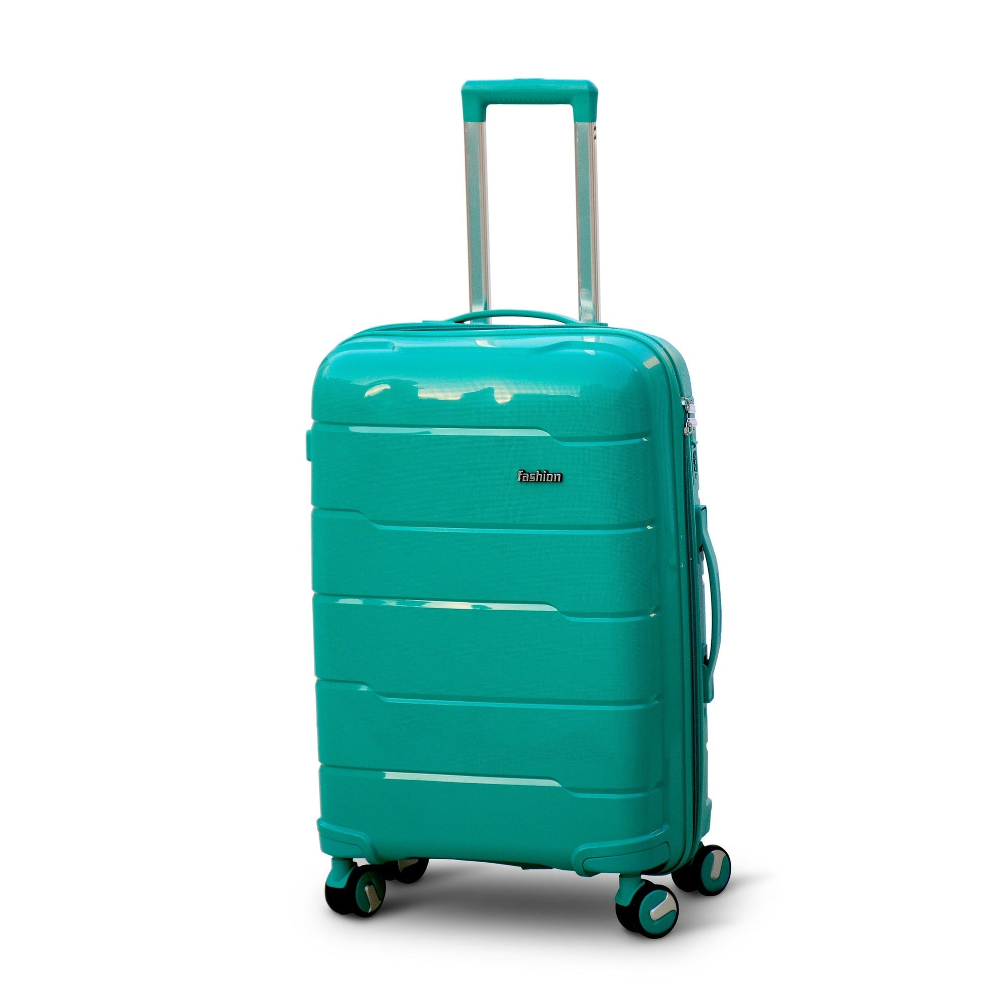 28" Green Colour Non Expandable Ceramic PP Luggage Lightweight Hard Case Trolley Bag With Double Spinner Wheel