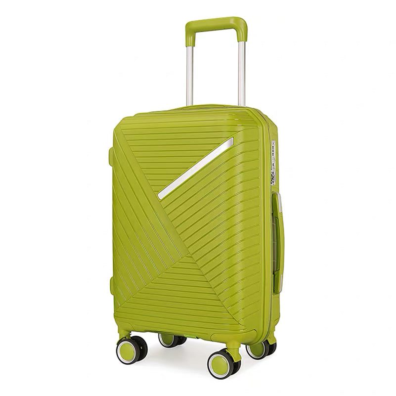 3 Piece Full Set 20" 24" 28 Inches Green Colour Advanced PP Luggage lightweight Hard Case Trolley Bag with Double Spinner Wheel