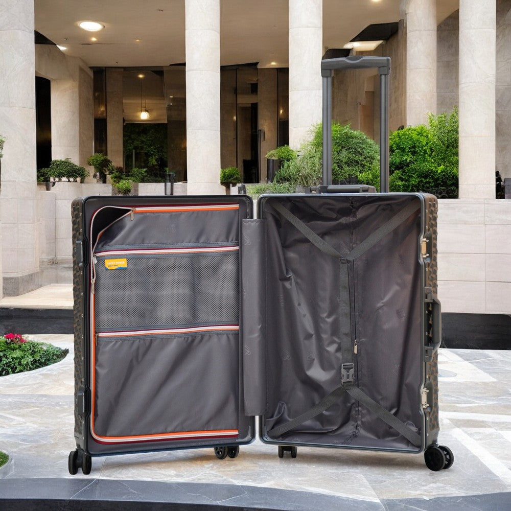 3 Piece Set 20" 24" 28 Inches Grey Aluminium Framed 3D Diamond Hard Shell Without Zipper TSA Luggage Bag