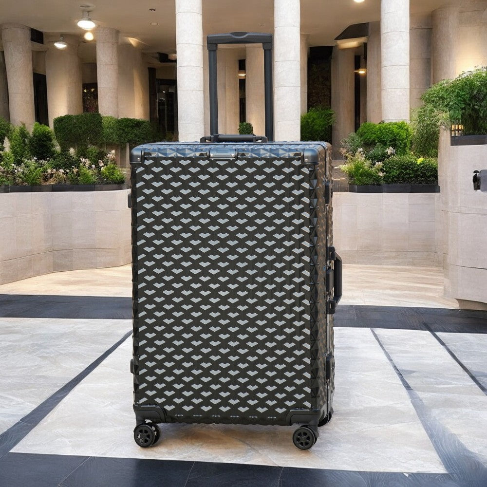 3 Piece Set 20" 24" 28 Inches Grey Aluminium Framed 3D Diamond Hard Shell Without Zipper TSA Luggage Bag