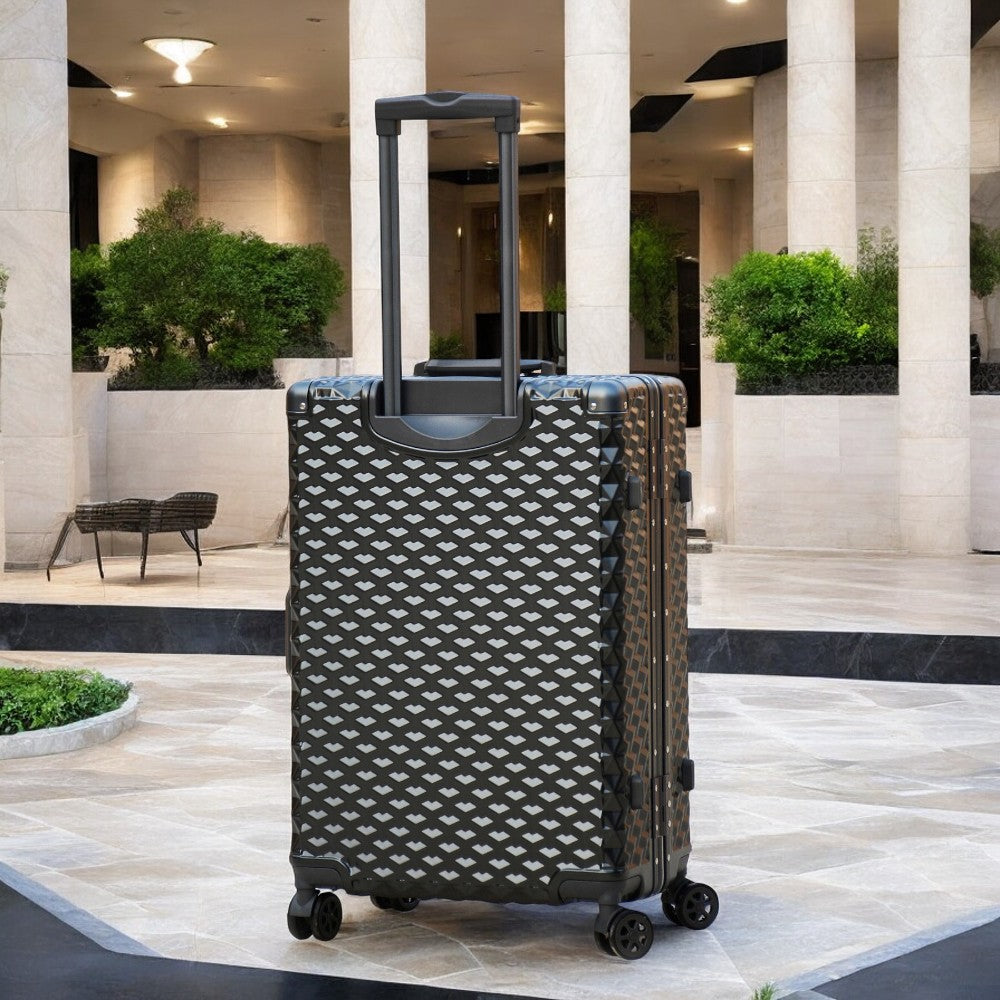 3 Piece Set 20" 24" 28 Inches Grey Aluminium Framed 3D Diamond Hard Shell Without Zipper TSA Luggage Bag