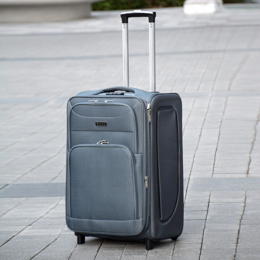 24" Grey Colour LP 2 Wheel 0161 Luggage Lightweight Soft Material Trolley Bag Zaappy.com