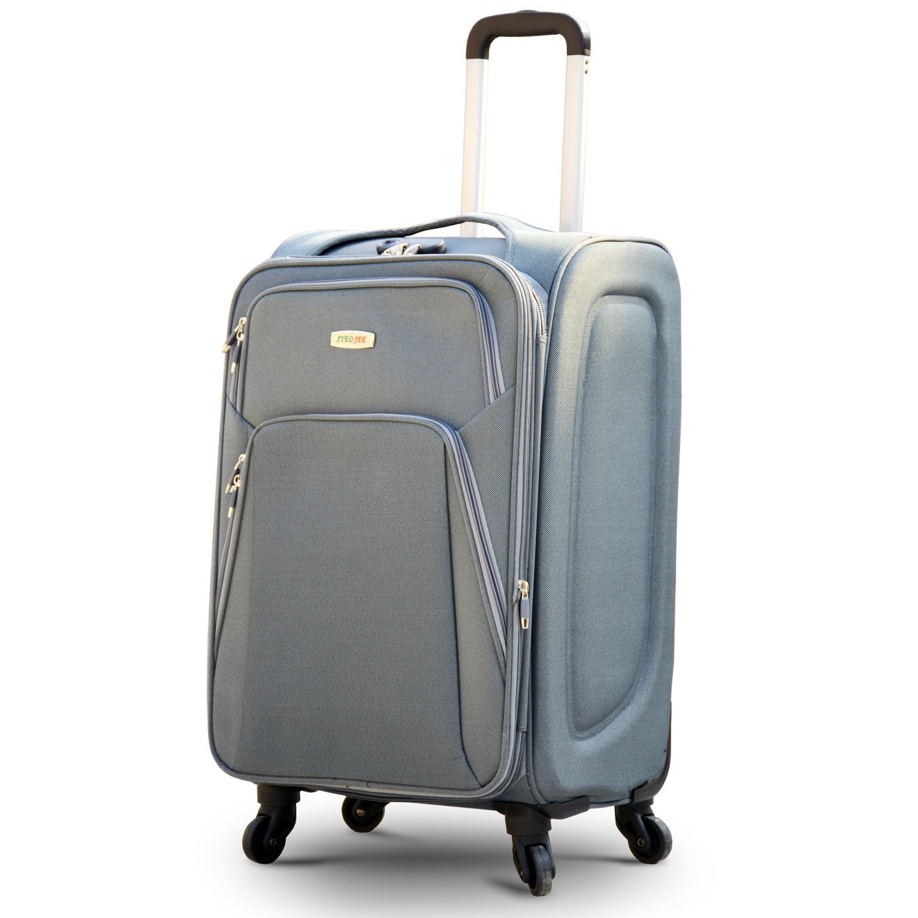 4 Piece Full Set 20" 24" 28" 32 Inches Grey Colour SJ JIAN 4 Wheel Lightweight Soft Material Luggage Bag