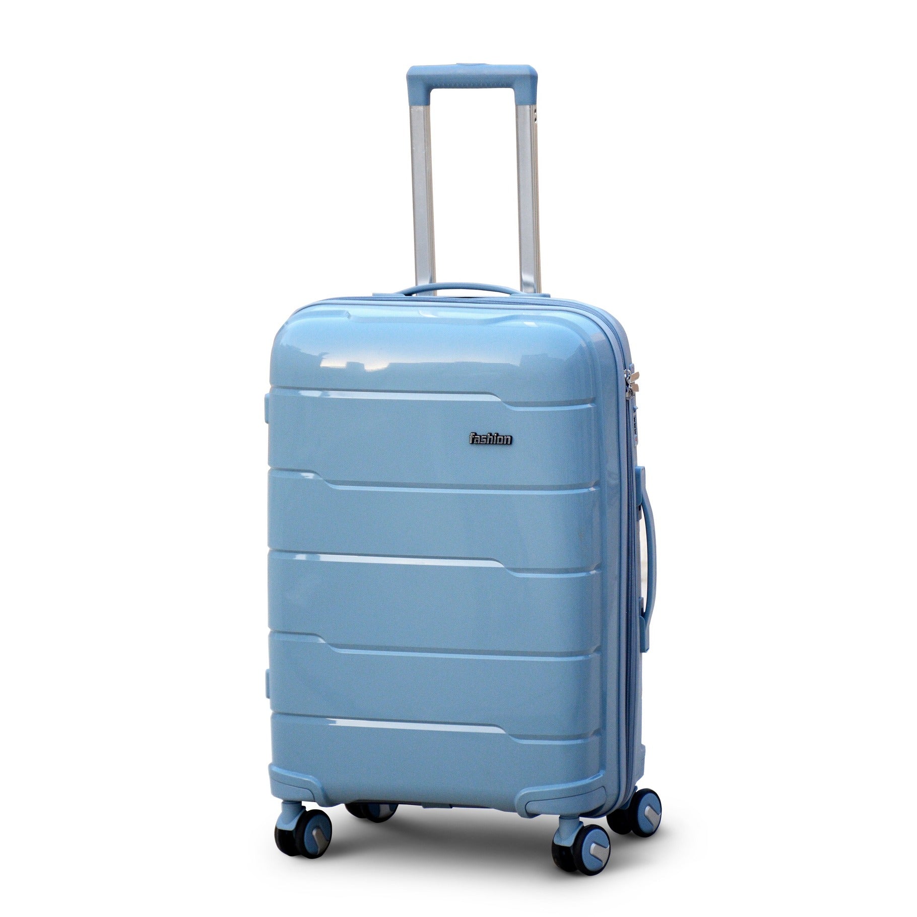 24" Grey Colour Ceramic Smooth PP Lightweight Luggage Bag with Double Spinner Wheel