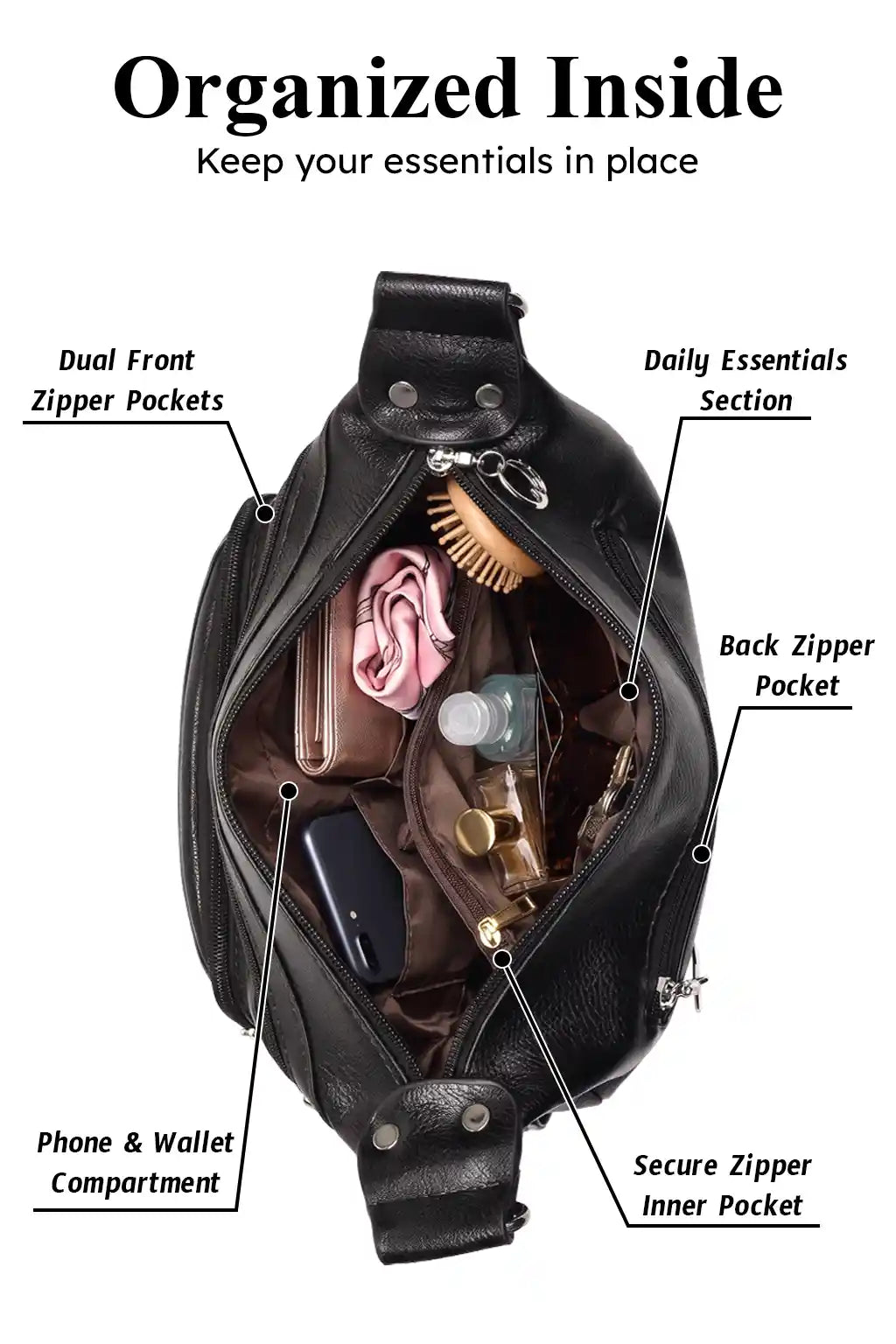 Multi Pockets Hobo Crossbody Bag For Women | Casual Waterproof Messenger Bag