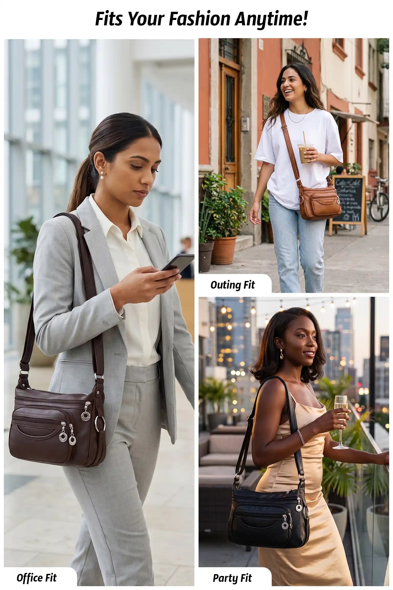 Multi Pockets Hobo Crossbody Bag For Women | Casual Waterproof Messenger Bag