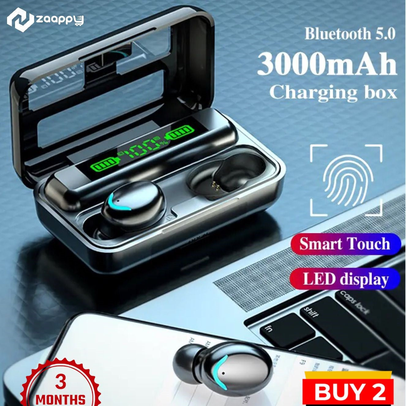 F9-8-TWS Wireless Rechargeable Bluetooth 5.0 Earbuds With Microphone Charging Box | Buy 2 Get 1 Free