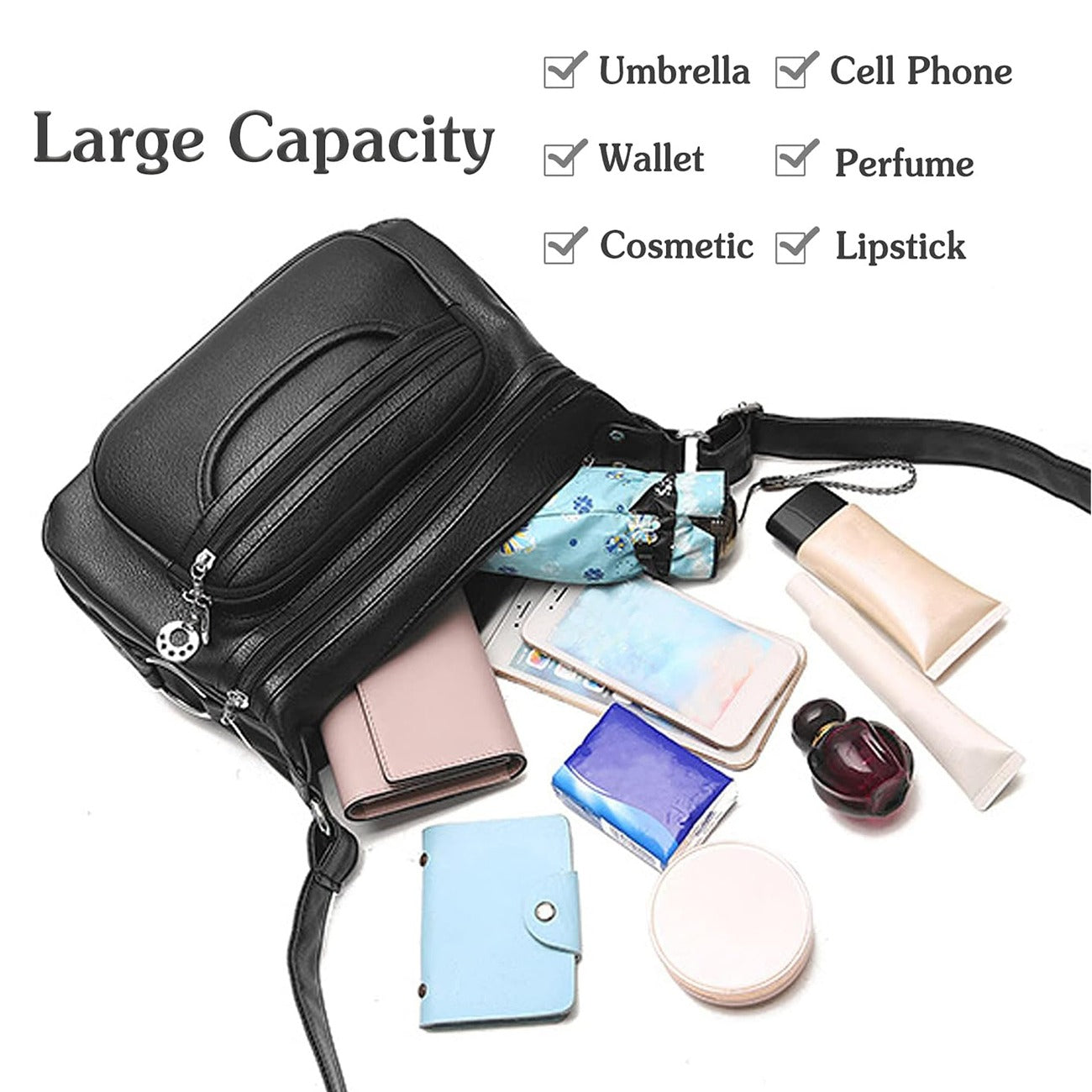 Multi Pockets Hobo Crossbody Bag For Women | Casual Waterproof Messenger Bag