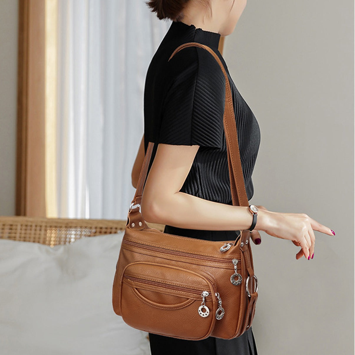 Multi Pockets Hobo Crossbody Bag For Women | Casual Waterproof Messenger Bag