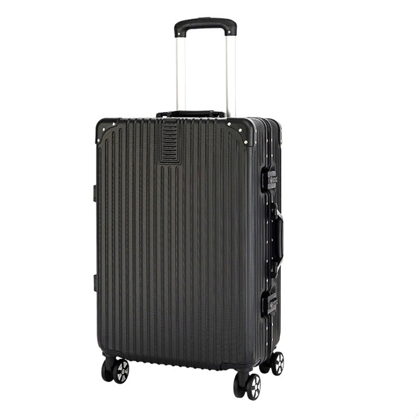 28" Black Colour Aluminium Framed Hard Shell Without Zipper Spinner Wheel TSA Luggage